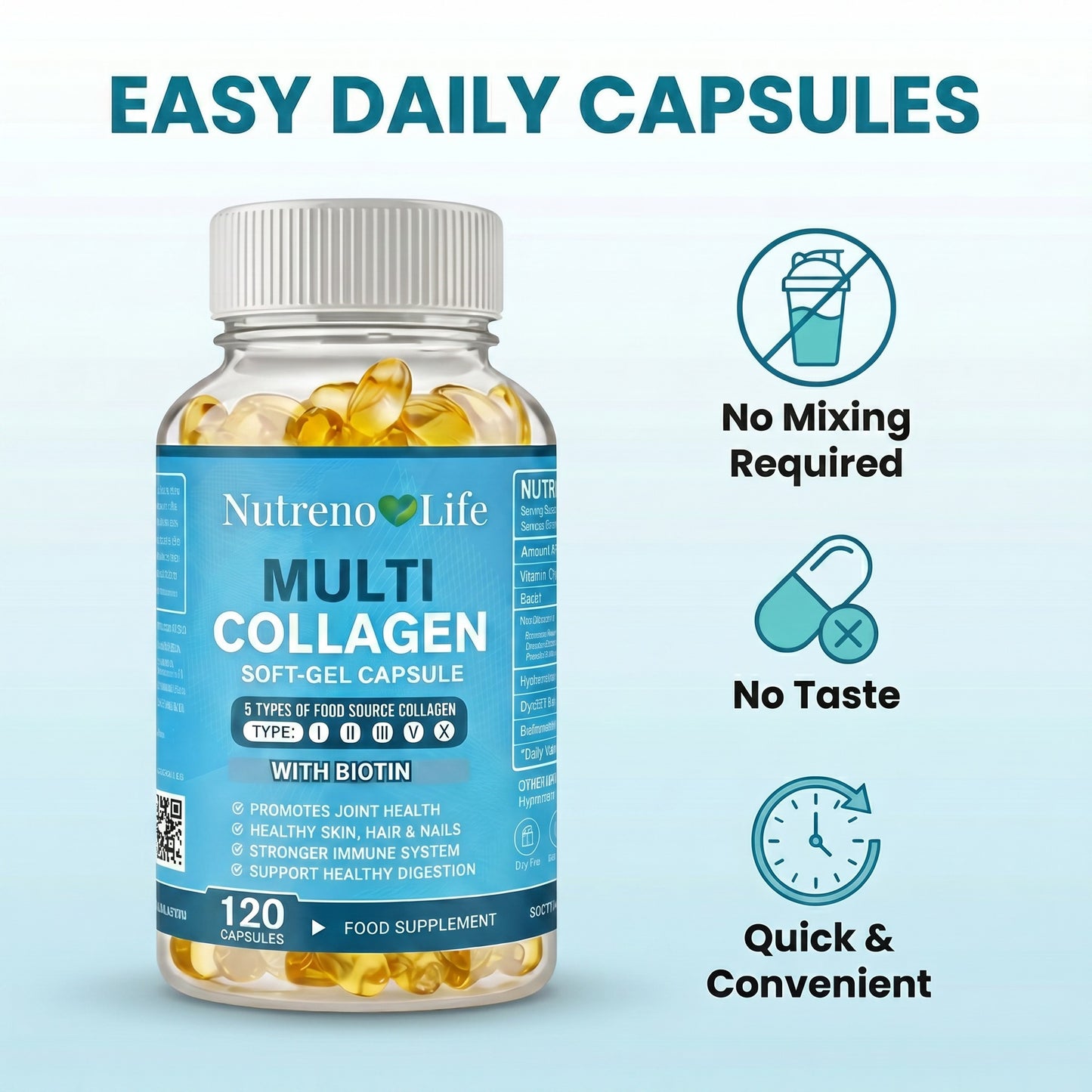 Multi Collagen Soft-gel Capsules 2000mg — Double Pack 240 Capsules— Skin, Hair, Nails, Joints