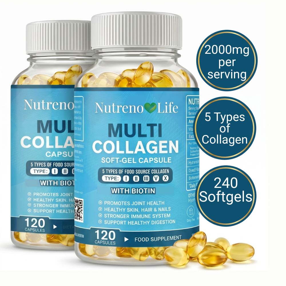 Multi Collagen Soft-gel Capsules 2000mg — Double Pack 240 Capsules— Skin, Hair, Nails, Joints