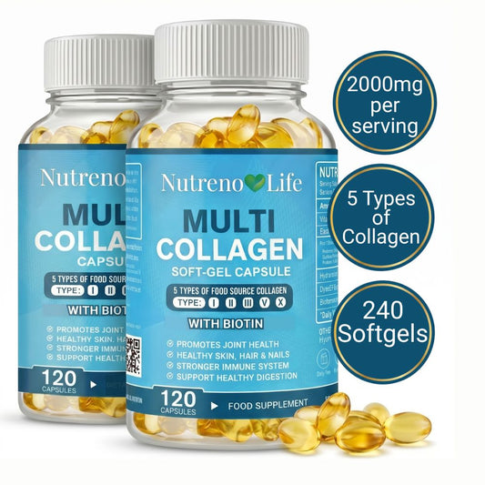 Multi Collagen Soft-gel Capsules 2000mg — Double Pack 240 Capsules— Skin, Hair, Nails, Joints