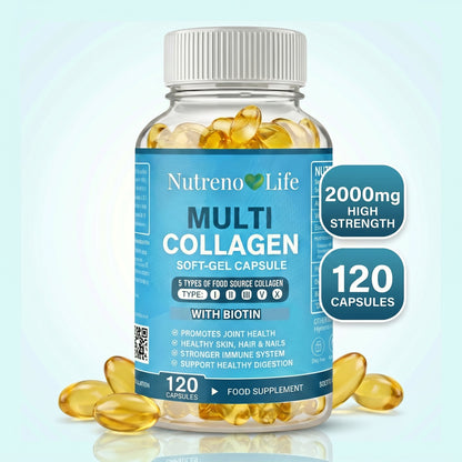 Multi Collagen Soft-gel Capsules 2000mg — Skin, Hair, Nails, Joints. — 120 Capsules