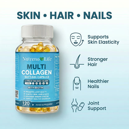 Multi Collagen Soft-gel Capsules 2000mg — Double Pack 240 Capsules— Skin, Hair, Nails, Joints