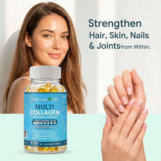 Multi Collagen Soft-gel Capsules 2000mg — Skin, Hair, Nails, Joints. — 120 Capsules