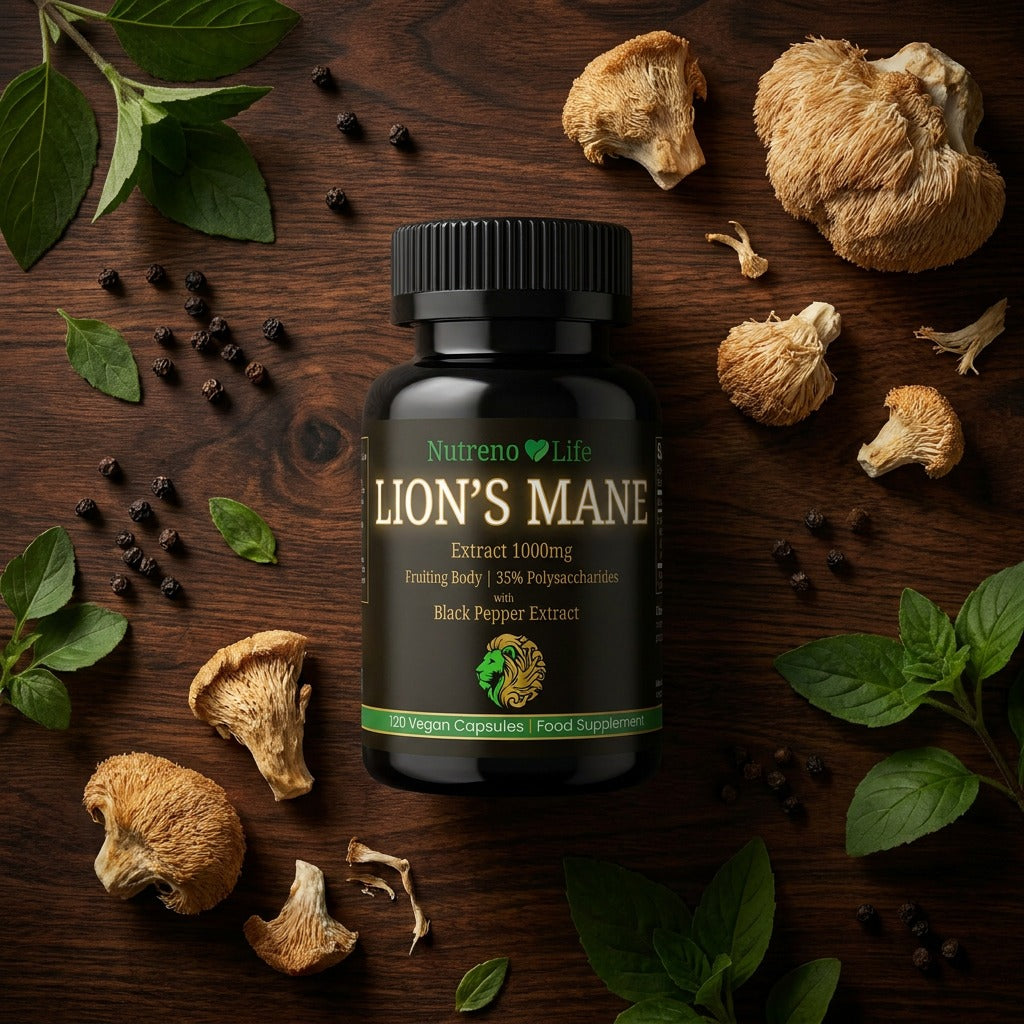 Lion's Mane Mushroom 1000mg – Fruiting Body Extract, Vegan, 120 Capsules
