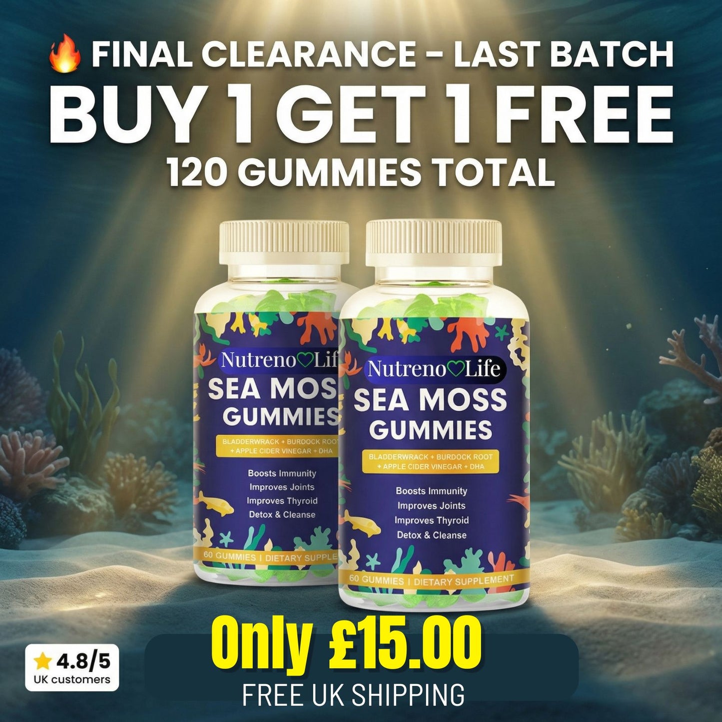 Irish Sea Moss Gummies – 120 Gummies (Buy 1 Get 1 Free)
