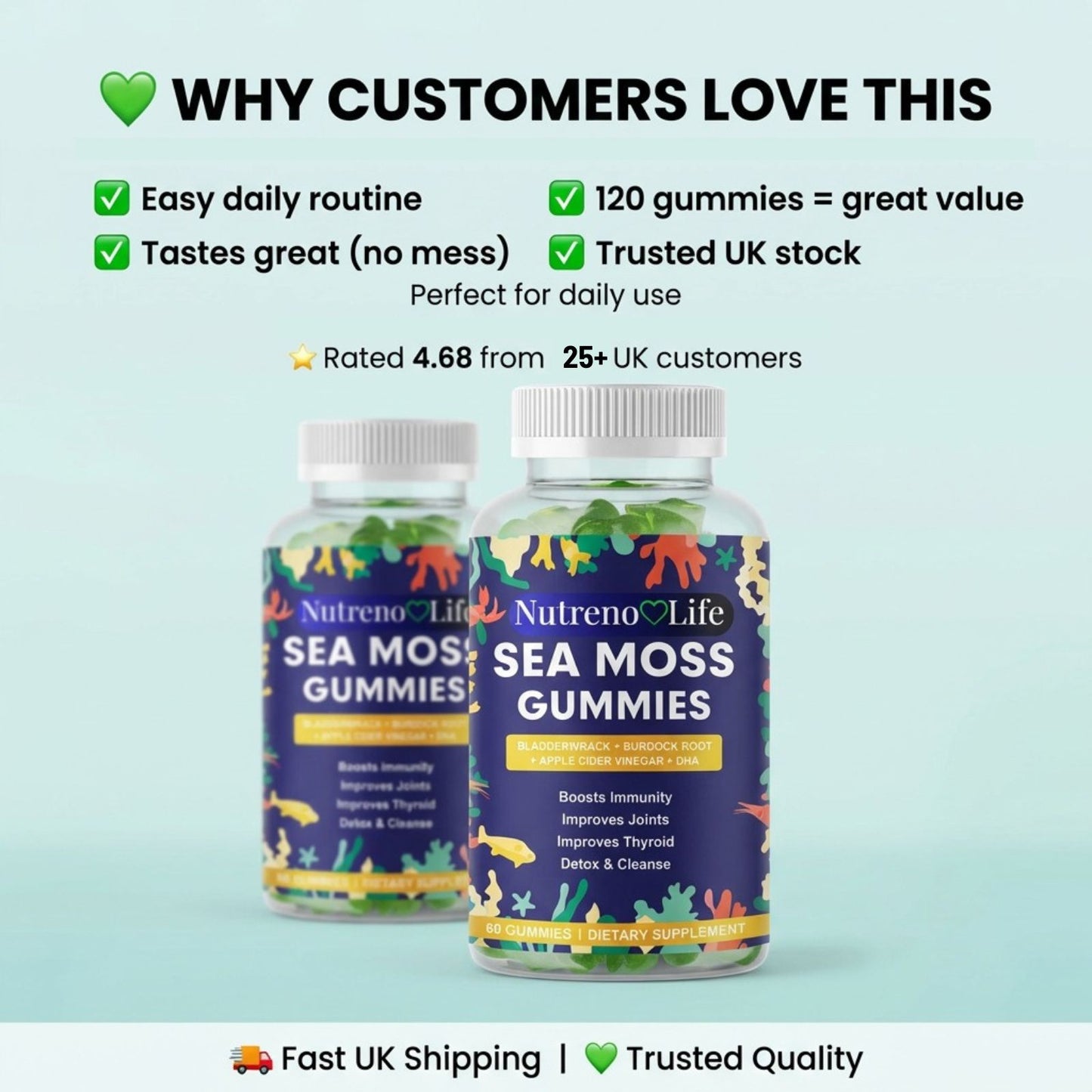 Irish Sea Moss Gummies – 120 Gummies (Buy 1 Get 1 Free)